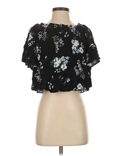 Pre-owned Hollister Short Sleeve Blouse In Black