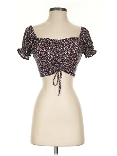 Pre-owned Hollister Short Sleeve Blouse In Black