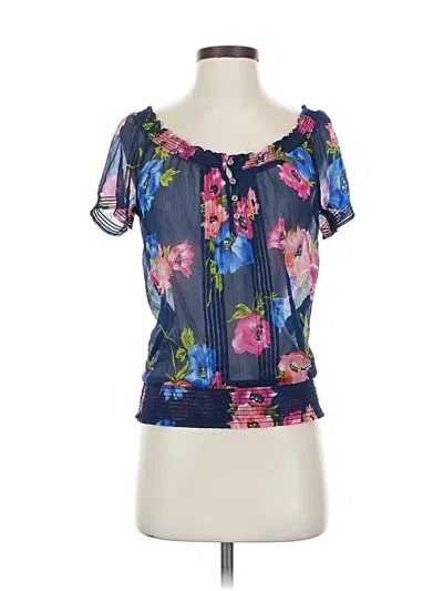 Pre-owned Hollister Short Sleeve Blouse In Blue