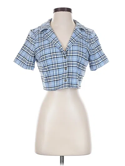Pre-owned Hollister Short Sleeve Blouse In Blue