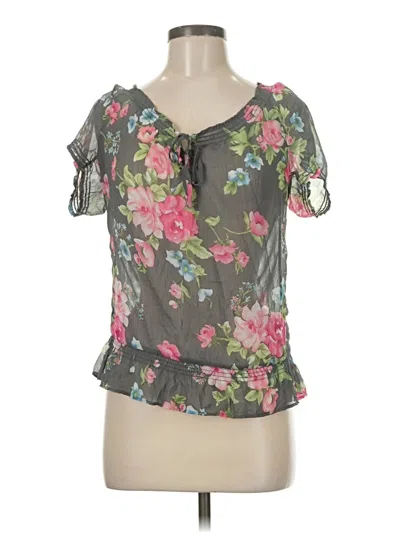 Pre-owned Hollister Short Sleeve Blouse In Gray