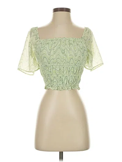 Pre-owned Hollister Short Sleeve Blouse In Green