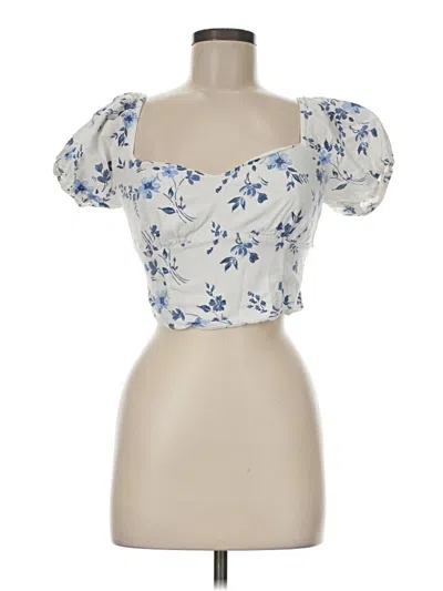 Pre-owned Hollister Short Sleeve Blouse In Ivory