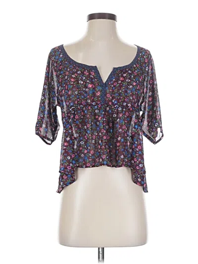 Pre-owned Hollister Short Sleeve Blouse In Purple