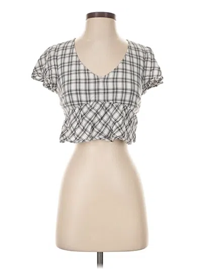 Pre-owned Hollister Short Sleeve Blouse In Silver