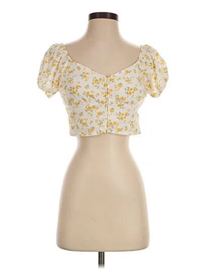 Pre-owned Hollister Short Sleeve Blouse In Yellow