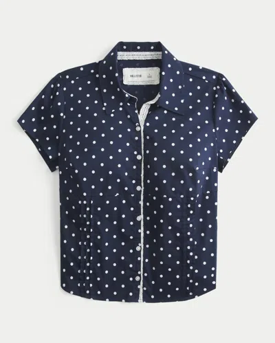 Hollister Short-sleeve Button-through Shirt In Blue