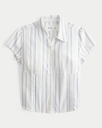 Hollister Short-sleeve Button-through Shirt In White