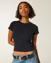 Hollister Short-sleeve Crew Baby Tee In Black