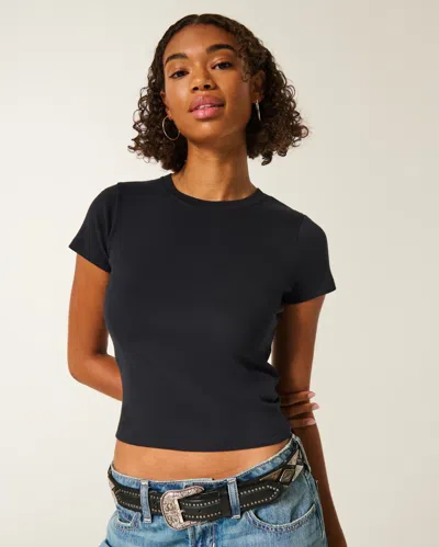Hollister Short-sleeve Crew Baby Tee In Black