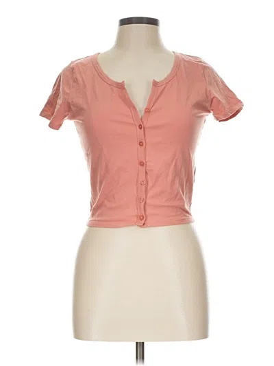 Pre-owned Hollister Short Sleeve Henley Shirt In Pink