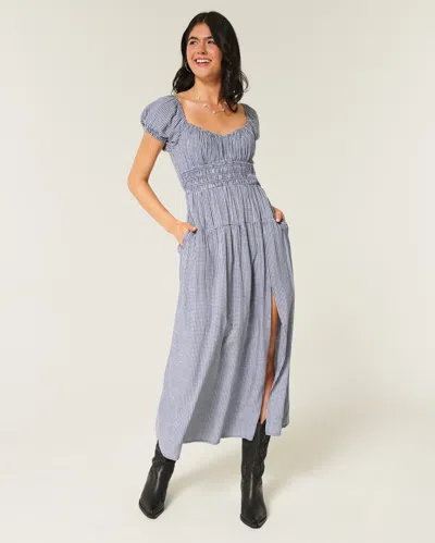 Hollister Short-sleeve Open-back Maxi Dress In Gray