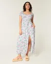 Hollister Short-sleeve Open-back Maxi Dress In Multi