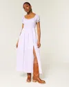 Hollister Short-sleeve Open-back Maxi Dress In White
