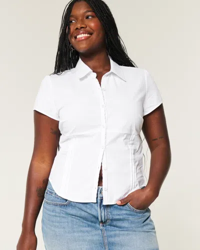 Hollister Short-sleeve Poplin Shirt In White