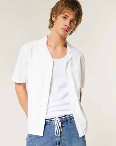 Hollister Short-sleeve Seersucker Shirt In White
