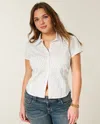Hollister Short-sleeve Stretch Poplin Button-through Shirt In White