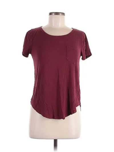 Pre-owned Hollister Short Sleeve T-shirt In Burgundy