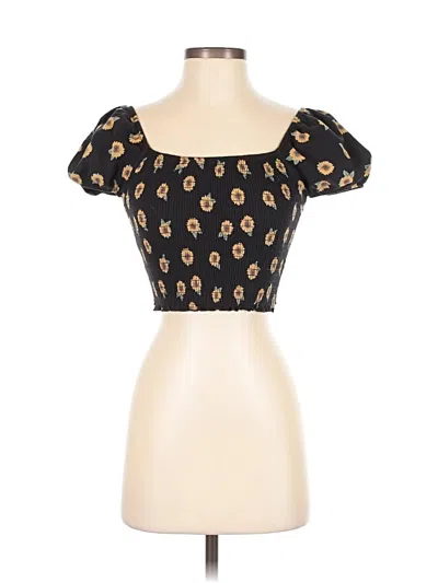 Pre-owned Hollister Short Sleeve Top Black Sweetheart Neckline Tops