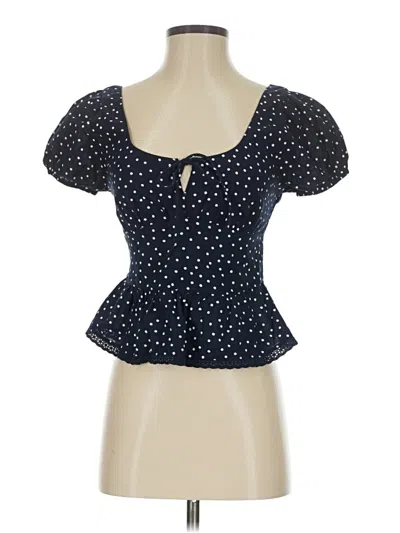 Pre-owned Hollister Short Sleeve Top Blue Sweetheart Neckline Tops