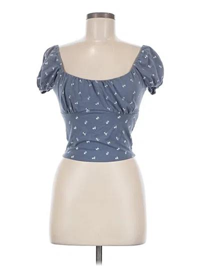 Pre-owned Hollister Short Sleeve Top Blue Sweetheart Neckline Tops