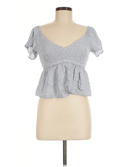 Pre-owned Hollister Short Sleeve Top Gray Sweetheart Neckline Tops
