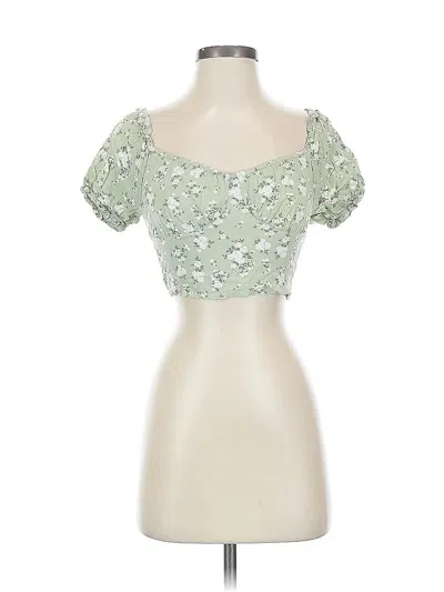 Pre-owned Hollister Short Sleeve Top Green Sweetheart Neckline Tops