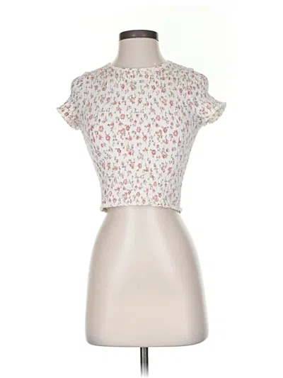 Pre-owned Hollister Short Sleeve Top Ivory Sweetheart Neckline Tops In White