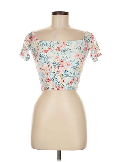 Pre-owned Hollister Short Sleeve Top Ivory Sweetheart Neckline Tops In White