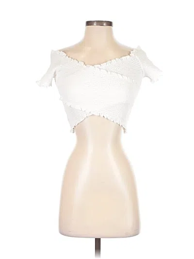Hollister Short Sleeve Top Ivory Sweetheart Neckline Tops In White