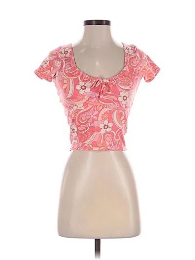 Pre-owned Hollister Short Sleeve Top Pink Sweetheart Neckline Tops