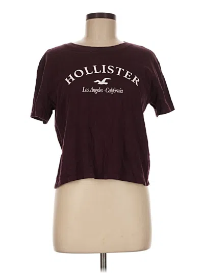 Pre-owned Hollister Short Sleeve T-shirt In Burgundy