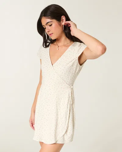 Hollister Short-sleeve Wrap Mini Dress In Gray