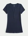 Hollister Short-sleeve Y2k Henley In Blue