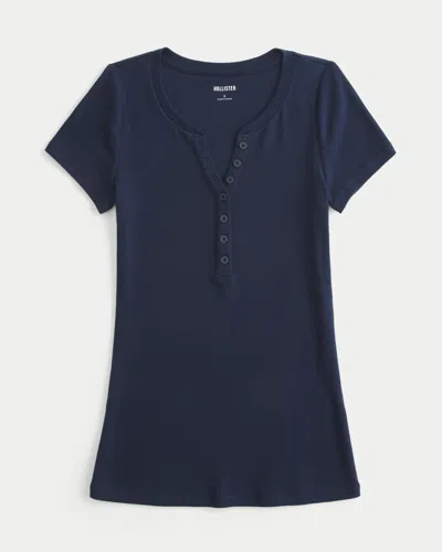 Hollister Short-sleeve Y2k Henley In Blue