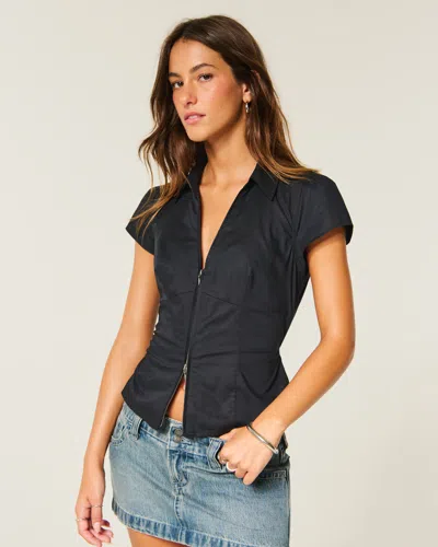 Hollister Short-sleeve 2-way Zipper Shirt In Multi