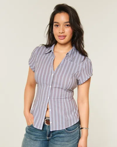 Hollister Short-sleeve Button-through Shirt In Blue
