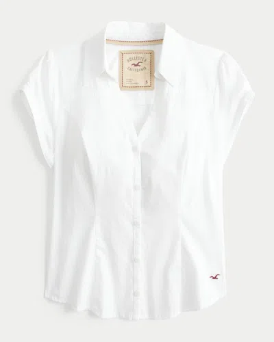 Hollister Short-sleeve Button-through Shirt In White