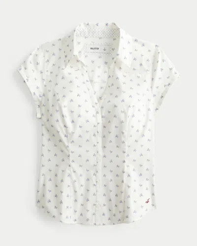 Hollister Short-sleeve Button-through Shirt In White