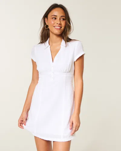 Hollister Short-sleeve Collared Shirt Dress In White
