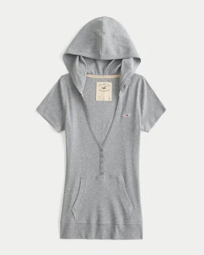 Hollister Short-sleeve Henley Hoodie In Multi
