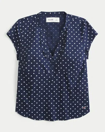 Hollister Short-sleeve Icon Henley Shirt In Blue