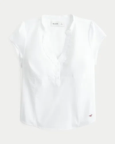 Hollister Short-sleeve Icon Henley Shirt In White