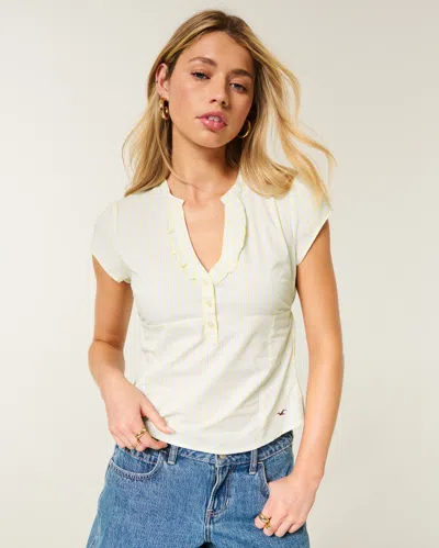 Hollister Short-sleeve Icon Henley Shirt In Yellow