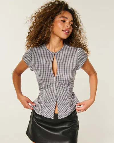 Hollister Short-sleeve Keyhole Shirt In Black