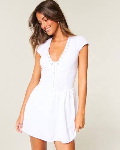 Hollister Short-sleeve Mini Dress In White