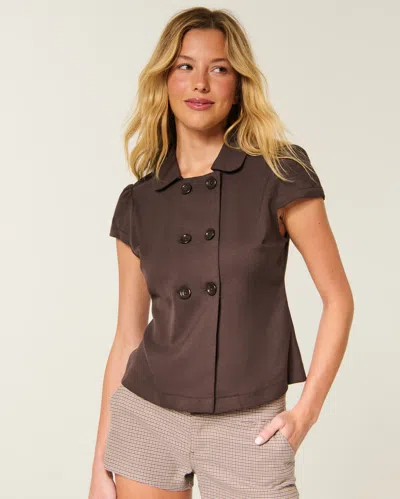 Hollister Short-sleeve Peacoat Shirt In Brown