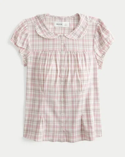 Hollister Short-sleeve Statement Collar Shirt In Pink