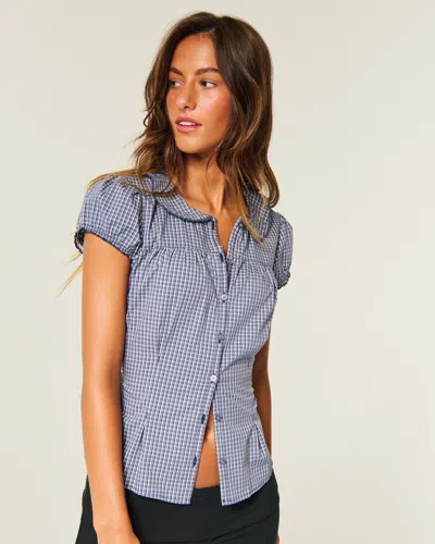 Hollister Short-sleeve Statement Collar Shirt In Blue