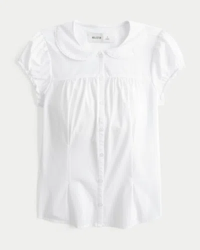 Hollister Short-sleeve Statement Collar Shirt In White